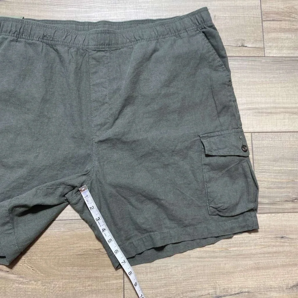 Goodfellow Mens Linen Blend Everyday 7” Cargo Shorts XXL Olive Green‎